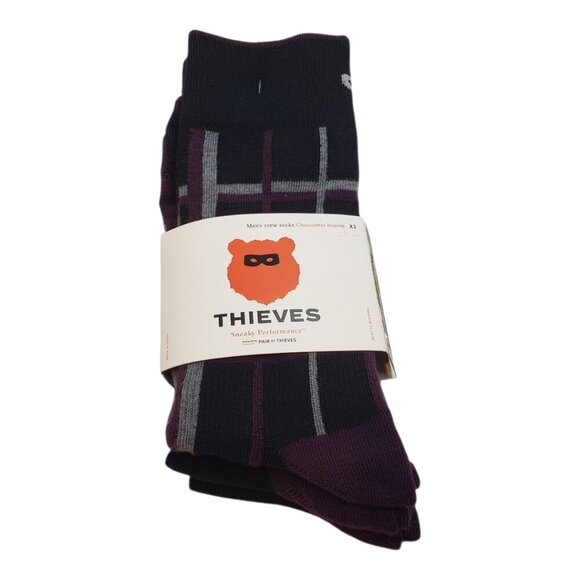 PAIR OF THIEVES SZ 6-12 Men's 3 Pack Performance Crew Socks Black Purple Gray - Picture 4 of 6